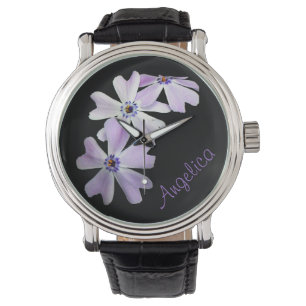 Personligklocka för 3 lila blommor armbandsur