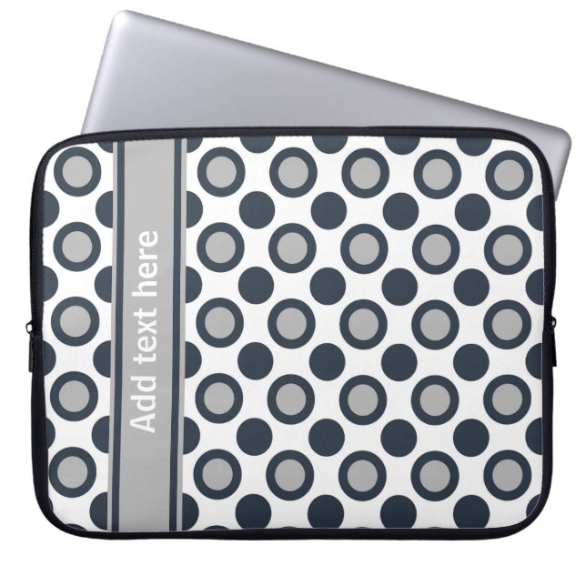Personliglaptop sleeve: Svart silverpolka dots Laptop Sleeve (Framsidan)