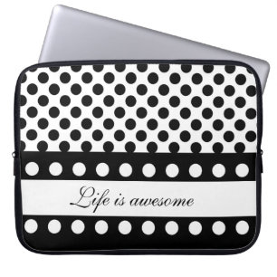 Personliglaptop sleeve: Svart vitpolka dots Laptop Fodral