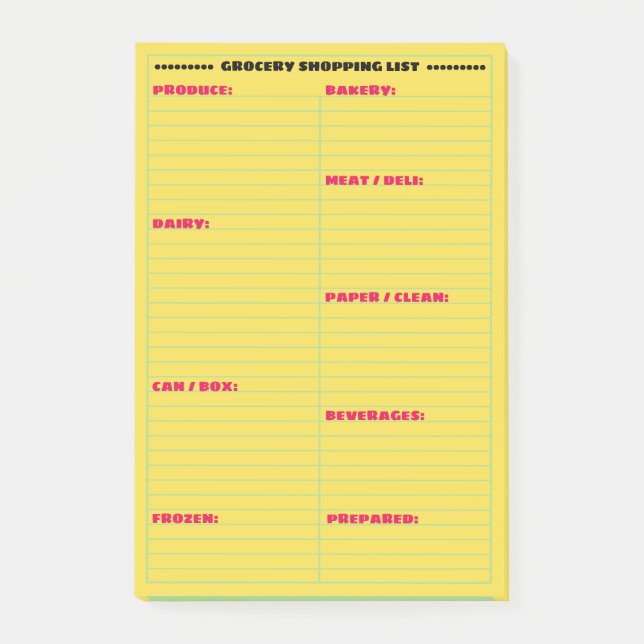 Personliglivsmedelshopping listar post-it block (Framsida)
