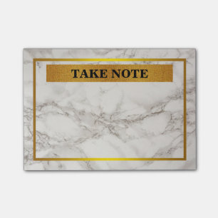 Personligmarmor tar noterar med den guld- gränsen post-it block