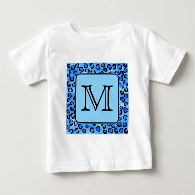 PersonligMonogram, modell för blåttLeopardtryck Tee Shirt (Framsida)
