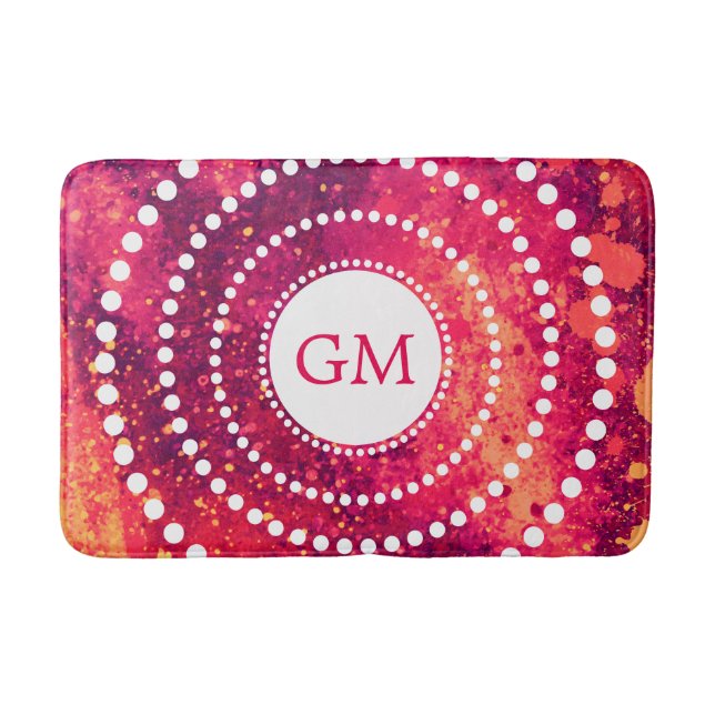 PersonligMonogramrosor målar splatteren pricker Badrumsmatta (Framsidan)