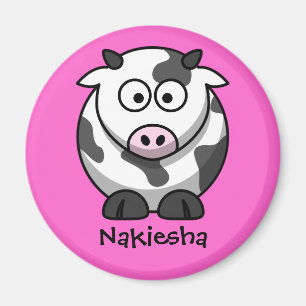 Personlignamn - gullig tecknadko magnet