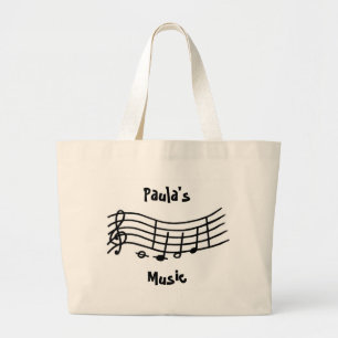 Personlignamn, musik noter vågigt fjäll, hänger jumbo tygkasse