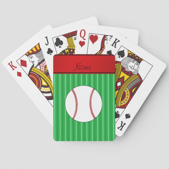 Personlignamngrönt görar randig baseball spelkort (Baksidan)