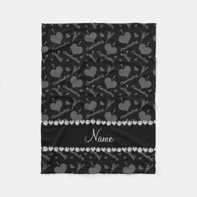 Personlignamnsvarten älskar jag cheerleading fleecefilt (Framsidan)