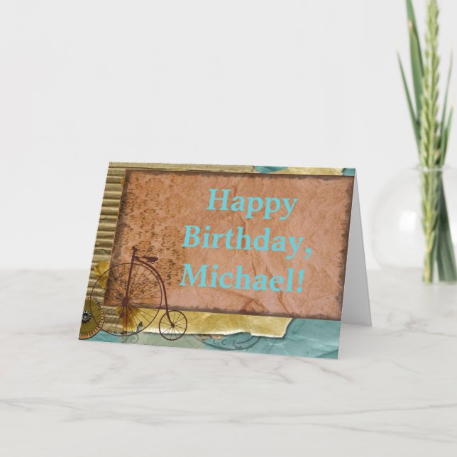Personlignostalgiker som cyklar det Themed fotoet Kort (Framsida)
