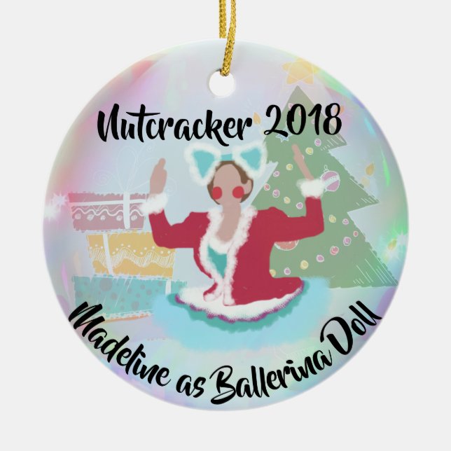 Personlignötknäppareprydnad - Ballerinadocka Julgransprydnad Keramik (Framsidan)