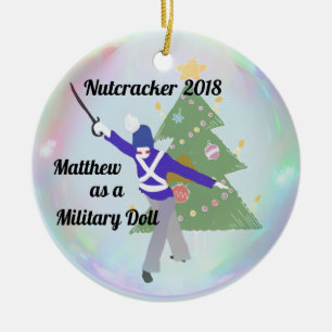 Personlignötknäppareprydnad - militär docka julgransprydnad keramik