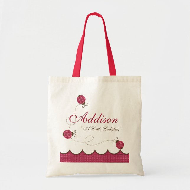 Personlignyckelpigan hänger lös tygkasse (Framsidan)