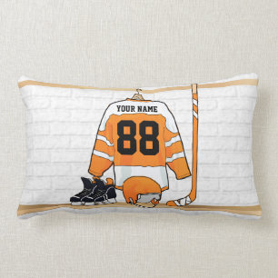 Personligorange- och vitishockey Jersey Lumbarkudde