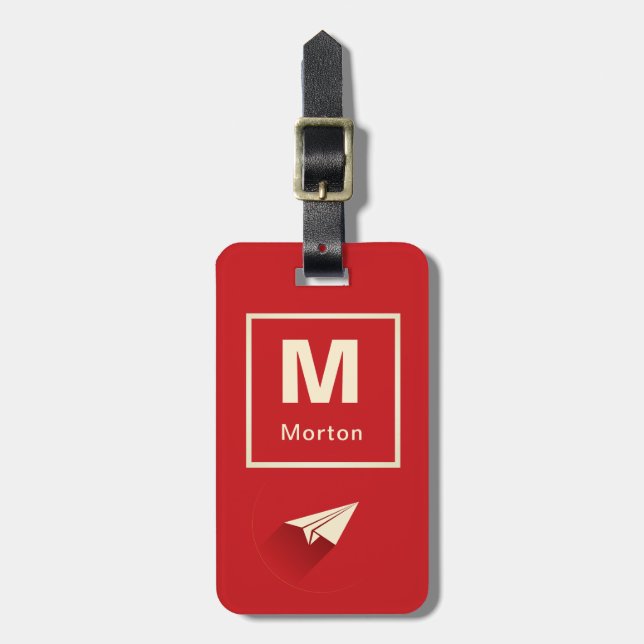 PersonligOrigami flygplan Bagagebricka (Vertikal Framsida)