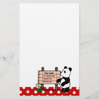 PersonligPandatecknad och polka dots Brevpapper