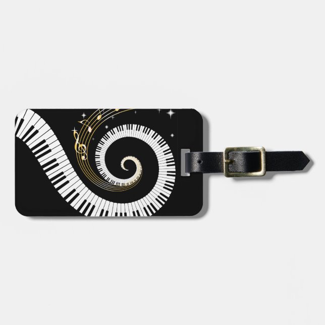 Personligpianonycklar och guld- musik noter bagagebricka (Horisontell Framsida)