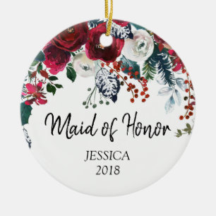 Personligprydnad för maid of honor julgransprydnad keramik