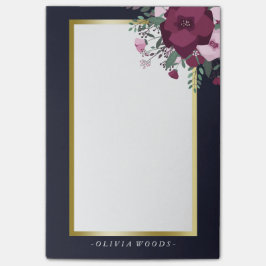 Personligrosa- & blåttblommigt post-it block