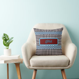Personligrutig Gingham Kudde