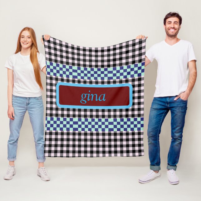 Personligrutig Plaid Fleecefilt (På plats)