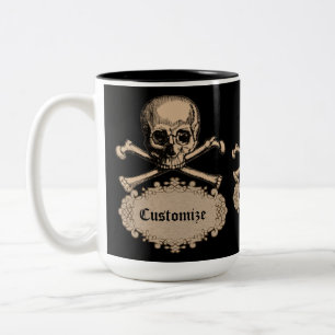 Personligskalle & Crossbones Två-Tonad Mugg