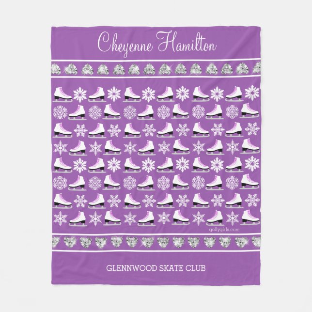 Personligsnöflingor- och figurskridskomönster fleecefilt (Framsidan)