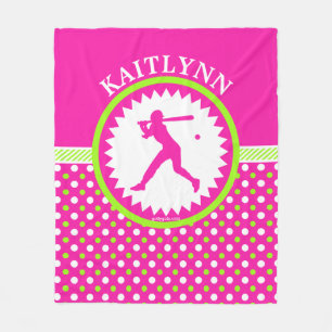 Personligsoftballrosor - grön polka dots fleecefilt