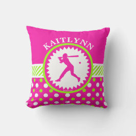 Personligsoftballrosor - grön polka dots kudde