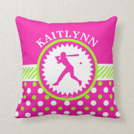 Personligsoftballrosor - grön polka dots kudde