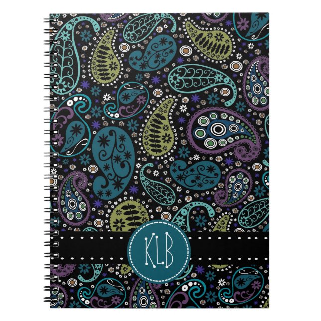 Personligsöt som ett påfågelPaisley tryck Anteckningsbok Med Spiral (Framsidan)