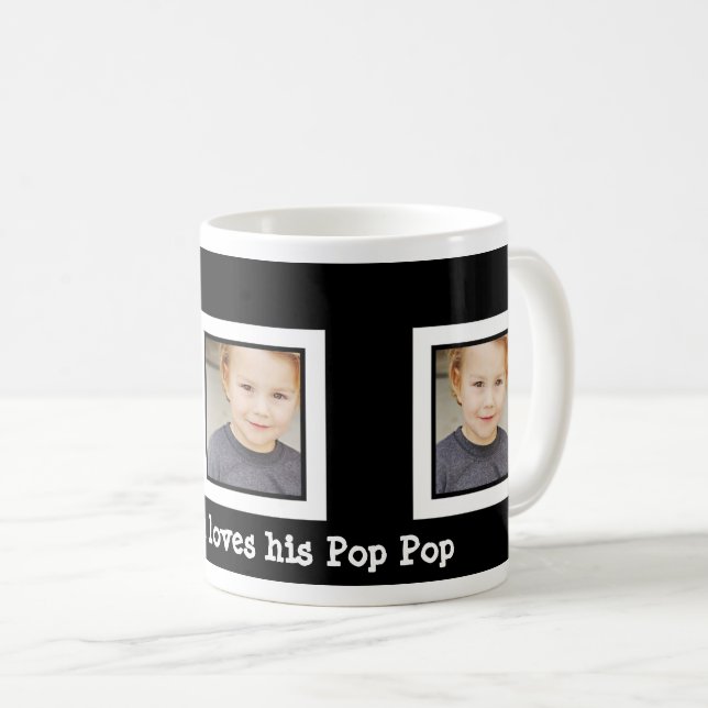 Personligsvart & foto för vit tre kaffemugg (Framsida höger)