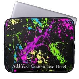 Personligsvart/neonSplatter Laptop Sleeve