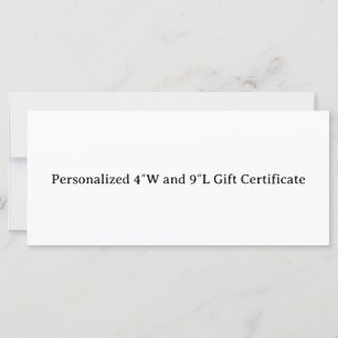 Personligt 4″W och 9″L presentkort
