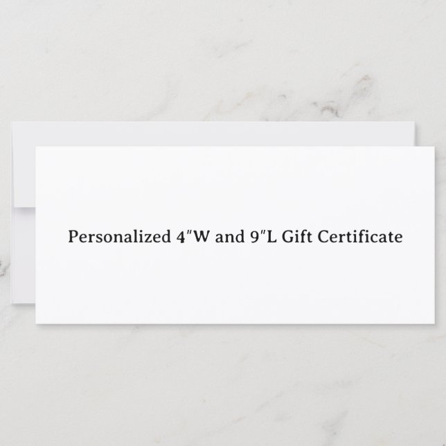 Personligt 4″W och 9″L presentkort (Framsida)