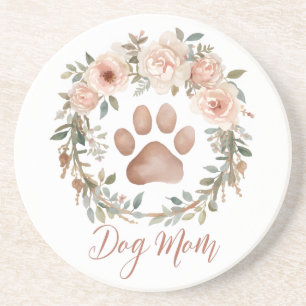 Personligt akvarellblommigt tassavtryck Hundmamma Underlägg