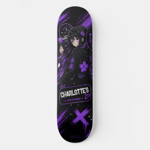 Personligt Anime Lila och Svart Skateboard