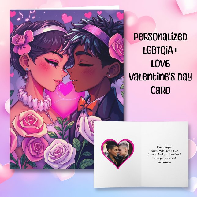 Personligt anime-valspresent till HBTQ-kärlekspare Kort (Skapare uppladdad)