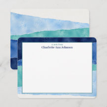 Personligt anpassad Blue Ocean Watercolor Flat
