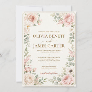 Personligt anpassad Blush Rosa Blommig Akvarell Br Inbjudningar