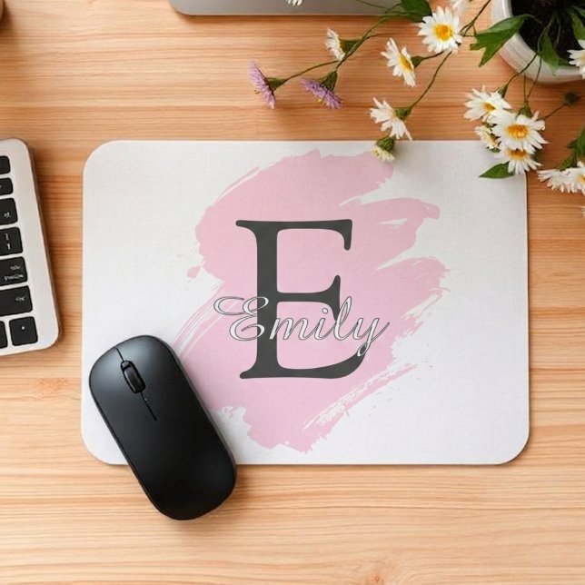 Personligt anpassad dammgrå monogrammusmatt musmatta (Fully customizable monogram mousepad)