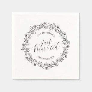 Personligt anpassad 'Just Married' blommig Pappe Pappersservett