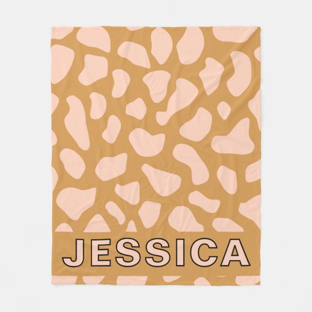 Personligt anpassad ko-print blush rosa tan fleecefilt (Framsidan)