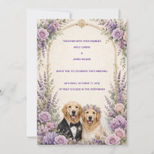 Personligt anpassad lila Golden Retriever bröllops