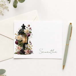 Personligt anpassade lila och gröna blomsterkort f anteckningskort