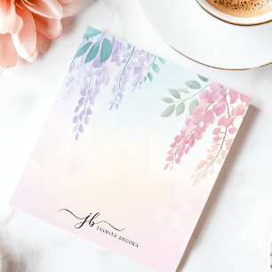 Personligt anpassade Pastell Rosa Lila Wisteria Bl Anteckningsblock