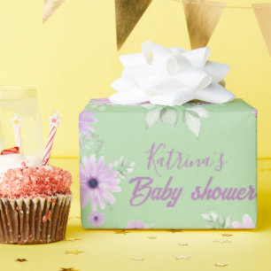 Personligt anpassade Violetta Akvarellblommor Baby Presentpapper