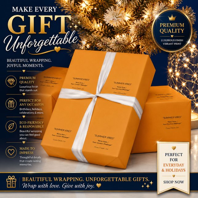Personligt anpassat orange inslagspapper presentpapper (Skapare uppladdad)