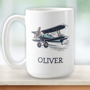Personligt anpassat vintage dubbeldäckare kaffemugg
