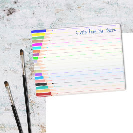 Personligt anteckningsblock från konstlärare post-it block