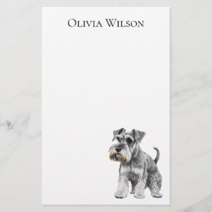 Personligt anteckningsblock i miniatyr schnauzer brevpapper