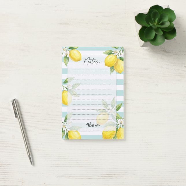Personligt anteckningsblock med citrondesign post-it block (Kontor)